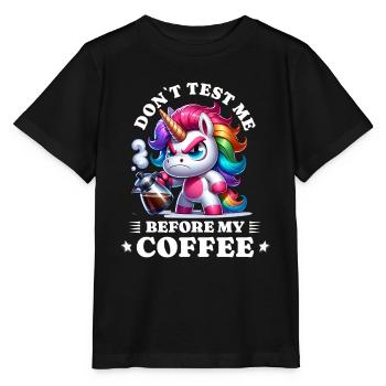 Morning grouch coffee anti early riser unicorn - Stanley/Stella MINI CREATOR Kids’ T-Shirt - black - Front - Mikhail (115cm)