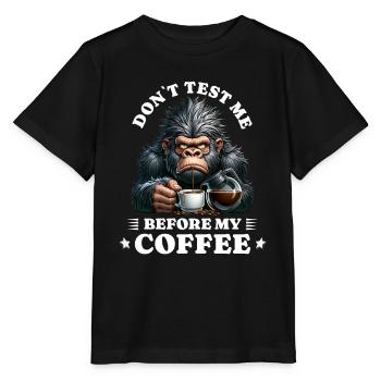 Morgenmuffel Kaffee Anti Frühaufsteher gorilla - Stanley/Stella Kinder T-Shirt MINI CREATOR  - Schwarz - Vorne - Mikhail (115cm)
