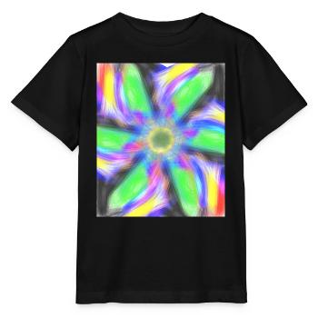Psychedelische abstrakte Blume - Stanley/Stella Kinder T-Shirt MINI CREATOR  - Schwarz - Vorne - Mikhail (115cm)