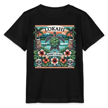 Hawaii Lokahi Harmonie und Gleichgewicht Reine Glückseligkeit - Stanley/Stella Kinder T-Shirt MINI CREATOR  - Schwarz - Vorne - Mikhail (115cm)