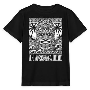 Hawaiianische Tiki Maske - Polynesisches Kulturdesign - Stanley/Stella Kinder T-Shirt MINI CREATOR  - Schwarz - Vorne - Mikhail (115cm)