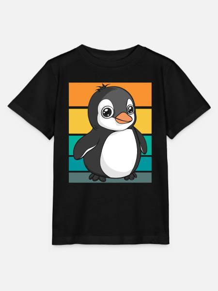 Pinguin Retro - Stanley/Stella Kinder T-Shirt MINI CREATOR - Schwarz