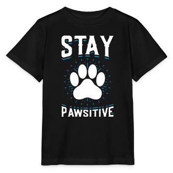 Stay Pawsitive Funny Dog Pawprint Animal Lover - Stanley/Stella MINI CREATOR Kids’ T-Shirt - black - Front - Mikhail (115cm)