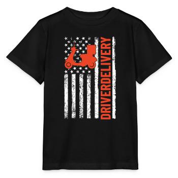 Lieferfahrer USA Flagge Lustig Lieferung Patriotisch - Stanley/Stella Kinder T-Shirt MINI CREATOR  - Schwarz - Vorne - Mikhail (115cm)