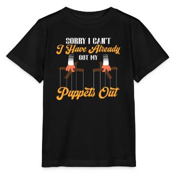 Sorry I Can't I Have Already Got My Puppets Out - Stanley/Stella Kinder T-Shirt MINI CREATOR  - Schwarz - Vorne - Mikhail (115cm)