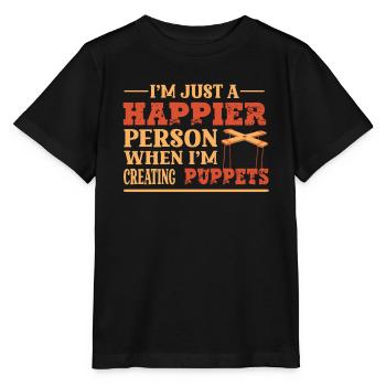 Ich Bin Einfach Ein Glücklicherer Mensch, Wenn - Stanley/Stella Kinder T-Shirt MINI CREATOR  - Schwarz - Vorne - Mikhail (115cm)