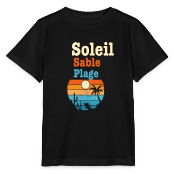 Soleil Sable et Plage - T-shirt bio MINI CREATOR Stanley/Stella Enfant - noir - Devant - Mikhail (115cm)
