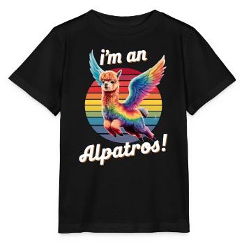Ich bin ein Alpatros, Geflügeltes lustiges Alpaka, bunt - Stanley/Stella Kinder T-Shirt MINI CREATOR  - Schwarz - Vorne - Mikhail (115cm)