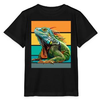 Leguan Retro Design - Stanley/Stella Kinder T-Shirt MINI CREATOR  - Schwarz - Vorne - Mikhail (115cm)