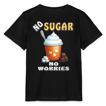 NO SUGAR NO WORRIES - Stanley/Stella MINI CREATOR Kids’ T-Shirt - black - Front - Mikhail (115cm)
