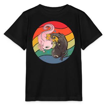 Ying et Yang Axolotl - T-shirt bio MINI CREATOR Stanley/Stella Enfant - noir - Devant - Mikhail (115cm)