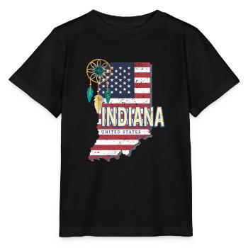 Indiana États-Unis Carte Souvenir - T-shirt bio MINI CREATOR Stanley/Stella Enfant - noir - Devant - Mikhail (115cm)