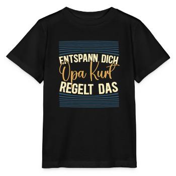 Entspann dich Opa Kurt regelt das - Stanley/Stella Kinder T-Shirt MINI CREATOR  - Schwarz - Vorne - Mikhail (115cm)