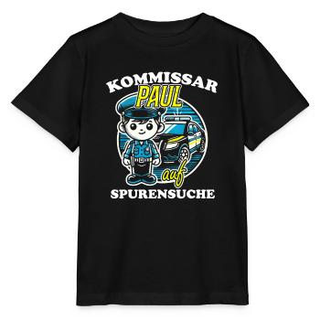 Kommissar Paul Spurensuche - Stanley/Stella Kinder T-Shirt MINI CREATOR  - Schwarz - Vorne - Mikhail (115cm)