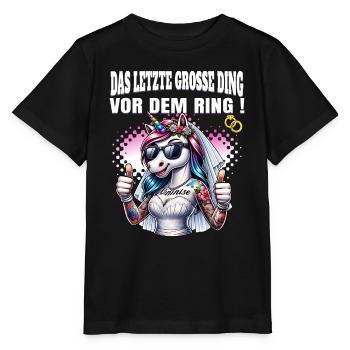 Enterrement de vie de garçon Mariée Enterrement de vie de jeune fille Grondement de femmes - T-shirt bio MINI CREATOR Stanley/Stella Enfant - noir - Devant - Mikhail (115cm)