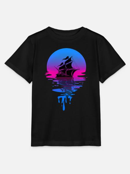 Sunset Pirate Ship - Stanley/Stella Kinder T-Shirt MINI CREATOR - Schwarz