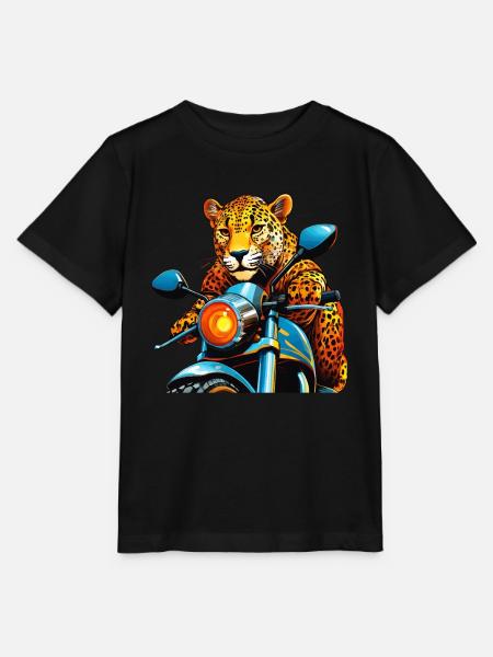 LEOPARD MOTORRAD - Stanley/Stella Kinder T-Shirt MINI CREATOR - Schwarz