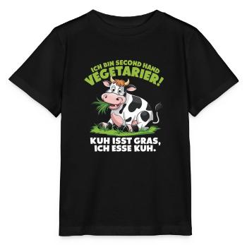 I'm Second Hand Vegetarian Cow Eats Grass I - Stanley/Stella MINI CREATOR Kids’ T-Shirt - black - Front - Mikhail (115cm)