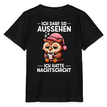 J’ai le droit d’avoir l’air d’avoir un hibou de nuit - T-shirt bio MINI CREATOR Stanley/Stella Enfant - noir - Devant - Mikhail (115cm)