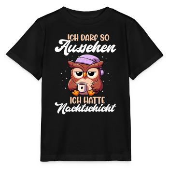 J’ai le droit d’avoir l’air d’avoir un hibou de nuit - T-shirt bio MINI CREATOR Stanley/Stella Enfant - noir - Devant - Mikhail (115cm)