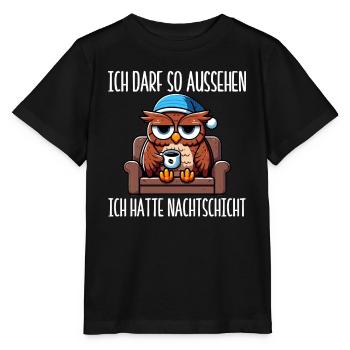 J’ai le droit d’avoir l’air d’avoir un hibou de nuit - T-shirt bio MINI CREATOR Stanley/Stella Enfant - noir - Devant - Mikhail (115cm)