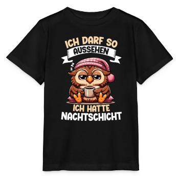 J’ai le droit d’avoir l’air d’avoir un hibou de nuit - T-shirt bio MINI CREATOR Stanley/Stella Enfant - noir - Devant - Mikhail (115cm)