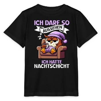 J’ai le droit d’avoir l’air d’avoir un hibou de nuit - T-shirt bio MINI CREATOR Stanley/Stella Enfant - noir - Devant - Mikhail (115cm)