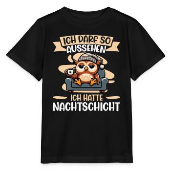 J’ai le droit d’avoir l’air d’avoir un hibou de nuit - T-shirt bio MINI CREATOR Stanley/Stella Enfant - noir - Devant - Mikhail (115cm)