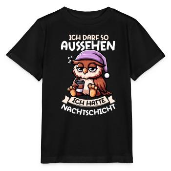 J’ai le droit d’avoir l’air d’avoir un hibou de nuit - T-shirt bio MINI CREATOR Stanley/Stella Enfant - noir - Devant - Mikhail (115cm)