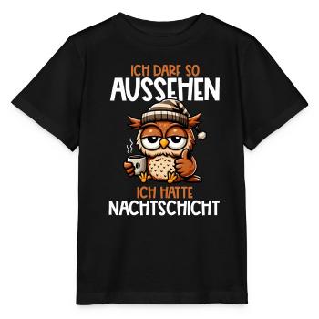 J’ai le droit d’avoir l’air d’avoir un hibou de nuit - T-shirt bio MINI CREATOR Stanley/Stella Enfant - noir - Devant - Mikhail (115cm)