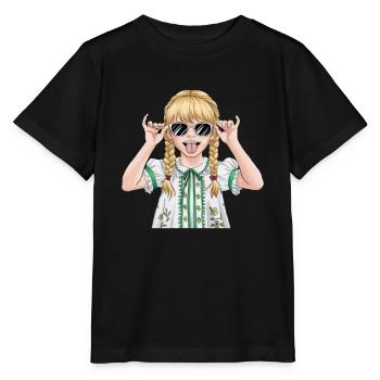 Cooles Mädchen Mit Sonnenbrille und Zöpfen - Stanley/Stella Kinder T-Shirt MINI CREATOR  - Schwarz - Vorne - Mikhail (115cm)