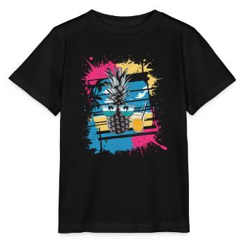 Sun Beach Pineapple - Tropical et rafraîchissant - T-shirt bio MINI CREATOR Stanley/Stella Enfant - noir - Devant - Mikhail (115cm)