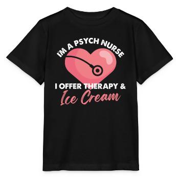 Je suis une infirmière psychiatrique J’offre une thérapie et des glaces - T-shirt bio MINI CREATOR Stanley/Stella Enfant - noir - Devant - Mikhail (115cm)