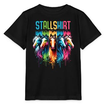Pferde Stall Pferdestall Geschenk Gbeurtstag Reite - Stanley/Stella Kinder T-Shirt MINI CREATOR  - Schwarz - Vorne - Mikhail (115cm)