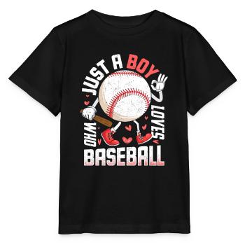 Lustig, nur ein Junge, der Baseball-amerikanischen - Stanley/Stella Kinder T-Shirt MINI CREATOR  - Schwarz - Vorne - Mikhail (115cm)