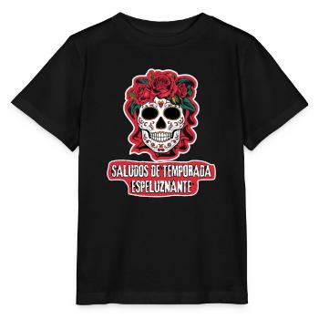 Sugar Skull Saludos De Temporada Espeluznante - Stanley/Stella Kinder T-Shirt MINI CREATOR  - Schwarz - Vorne - Mikhail (115cm)