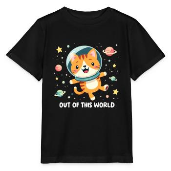 CHAT DE L’ESPACE GALAXY - T-shirt bio MINI CREATOR Stanley/Stella Enfant - noir - Devant - Mikhail (115cm)