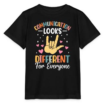Kommunikation sieht für jeden anders aus Lustig - Stanley/Stella Kinder T-Shirt MINI CREATOR  - Schwarz - Vorne - Mikhail (115cm)