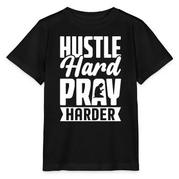 Hustle Hard Pray Harder Muslim Islamic Salah - Stanley/Stella Kinder T-Shirt MINI CREATOR  - Schwarz - Vorne - Mikhail (115cm)