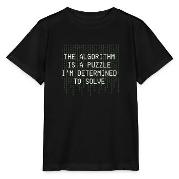 Algorithme Puzzle Résoudre Code Binaire - T-shirt bio MINI CREATOR Stanley/Stella Enfant - noir - Devant - Mikhail (115cm)