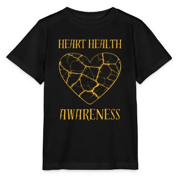 Bewusstsein für Herzgesundheit Goldenes Herz zerbrochen - Stanley/Stella Kinder T-Shirt MINI CREATOR  - Schwarz - Vorne - Mikhail (115cm)