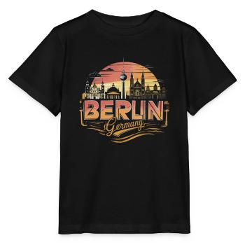 Berlin Skyline Design Wahrzeichen von Deutschland - Stanley/Stella Kinder T-Shirt MINI CREATOR  - Schwarz - Vorne - Mikhail (115cm)