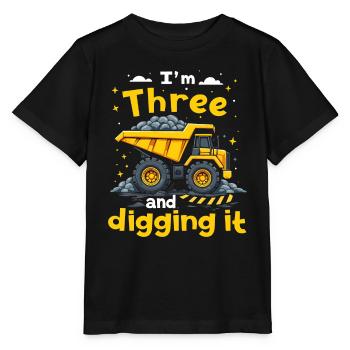 Ich bin 3 und grabe es 3. Geburtstag Konstruktion - Stanley/Stella Kinder T-Shirt MINI CREATOR  - Schwarz - Vorne - Mikhail (115cm)