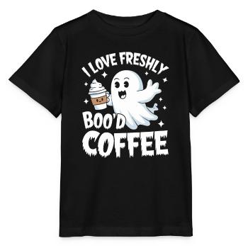 I Love Freshly Brewed Boo'd Coffee Halloween - Stanley/Stella MINI CREATOR Kids’ T-Shirt - black - Front - Mikhail (115cm)