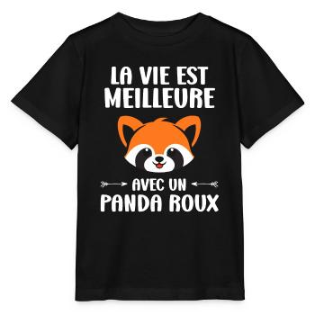 Panda roux - T-shirt bio MINI CREATOR Stanley/Stella Enfant - noir - Devant - Mikhail (115cm)