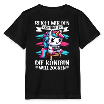 Hands me the controller, the queen wants to play - Stanley/Stella MINI CREATOR Kids’ T-Shirt - black - Front - Mikhail (115cm)