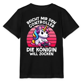 Hands me the controller, the queen wants to play - Stanley/Stella MINI CREATOR Kids’ T-Shirt - black - Front - Mikhail (115cm)