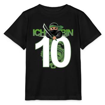 10. Geburtstag Ninja Kostüm 10 Jahre alt Junge - Stanley/Stella Kinder T-Shirt MINI CREATOR  - Schwarz - Vorne - Mikhail (115cm)