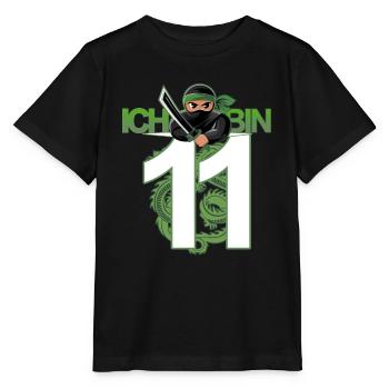 11. Geburtstag Ninja Kostüm 11 Jahre alt Junge - Stanley/Stella Kinder T-Shirt MINI CREATOR  - Schwarz - Vorne - Mikhail (115cm)