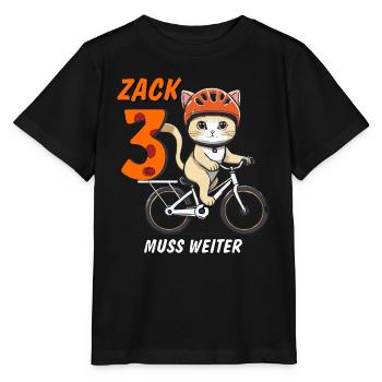 CAT BIKE MUST CONTINUE ZACK THREE - Stanley/Stella MINI CREATOR Kids’ T-Shirt - black - Front - Mikhail (115cm)